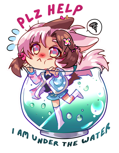 VTuber Sticker - PlZ Help - Iamunderthewater - Nightmaker